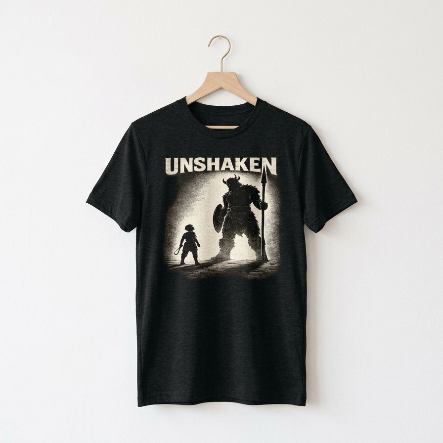 UNSHAKEN – David vs Goliath Youth Christian T-Shirt