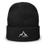 Unshaken Apparel Embroidered Beanie in black featuring the bold Unshaken Performance mountain logo, symbolizing Faith.