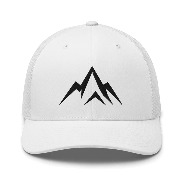 Unshaken Apparel Logo Trucker Hat in white, symbolizing strength and faith for athletes and everyday grinders.