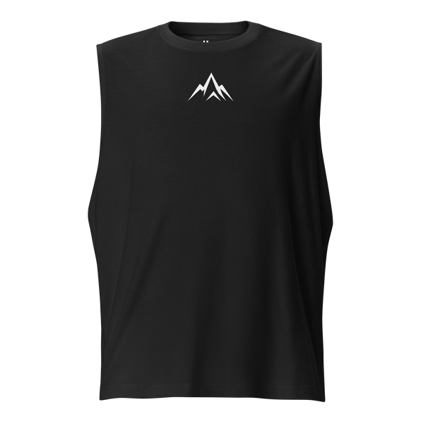 Unshaken Performance Unisex Muscle Shirt in black, promoting faith and strength for workouts and casual wear.