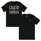 Called & Chosen — Romans 8:30 Tee in solid black triblend, featuring bold lettering that reflects faith and purpose.