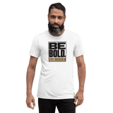 Be Bold. Live Unshaken Statement Design T-Shirt worn by a man, showcasing bold faith-inspired design.