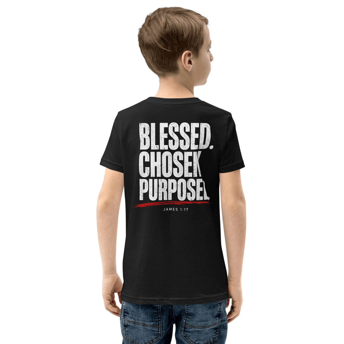 Not Lucky but Blessed - James 1:17 Youth Christian Tee